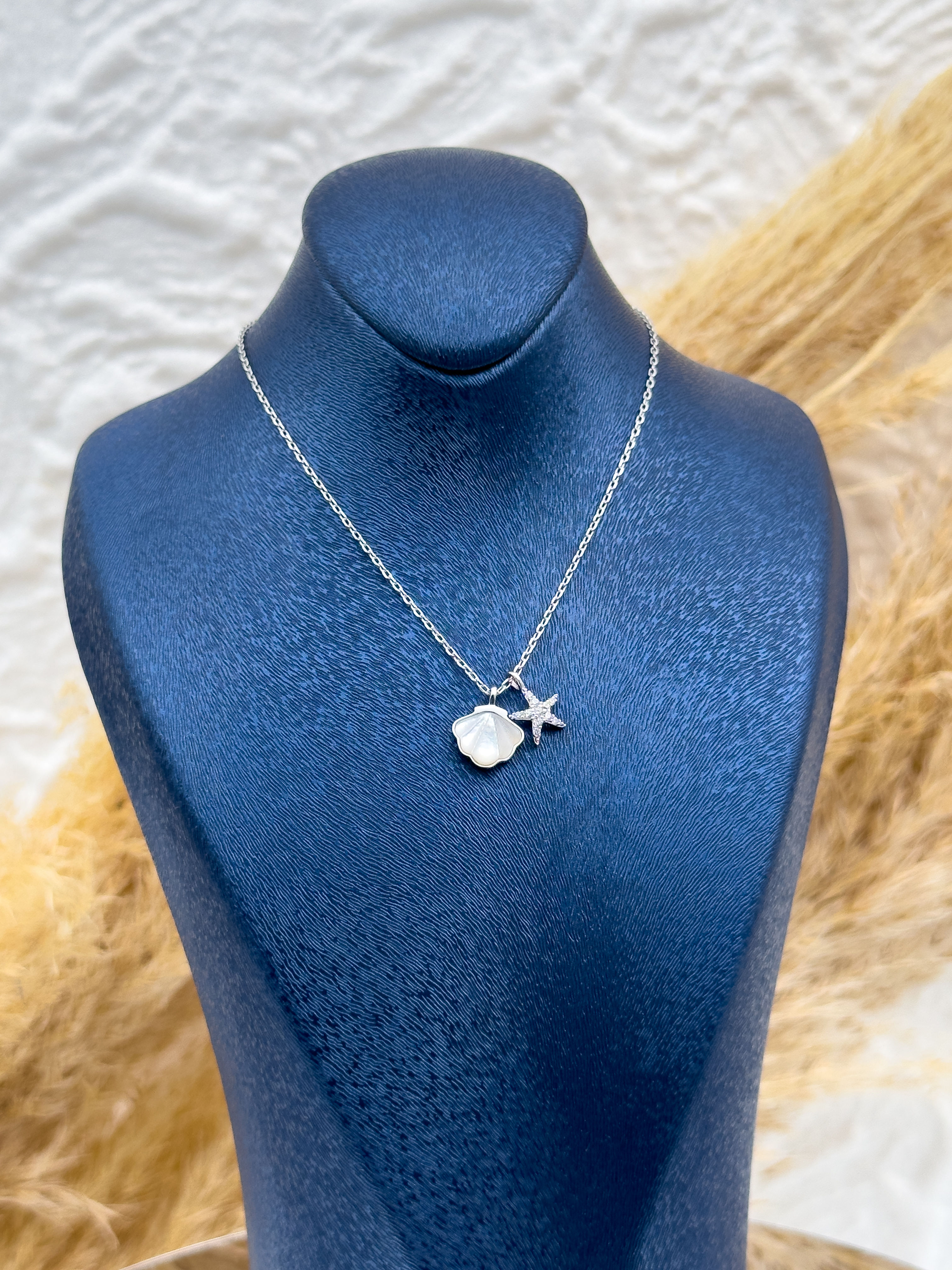 925 Ayar Gümüş Sedefli Yıldız Detaylı Kadın Kolye – Özel Tasarım, Zarif Hediyelik